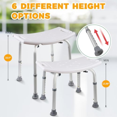Adjustable Shower Chair, Shower Stool for Inside Shower, Shower Bench,Shower Seat, Bath Chair for Elderly, Disabled, Pregnant, Bathtub, Shower Stall, Non Slip Base, 400 LBS Heavy Duty