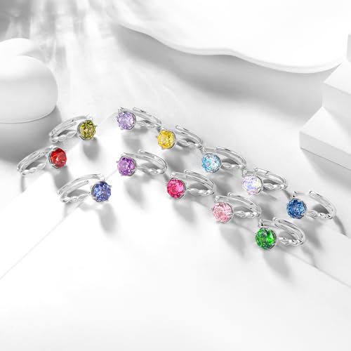 Birthstone Rose Ring - 925 Sterling Silver Rose Cut Cubic Zirconia Flower Adjustable Ring Anniversary Engagement Promise Ring Birthday Jewelry Gift for Women Wife Mom Daughter (06-June)