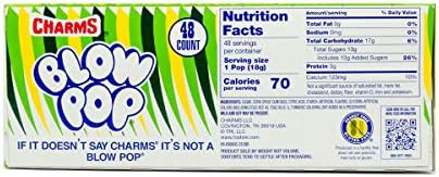 Charms Blow Pop Lollipops - Individually Wrapped Dual Candy and Gum Suckers - Peanut Free, Gluten Free - Bulk Treat for Kids and Adults – Sour Apple, 48 Count (Pack of 1)
