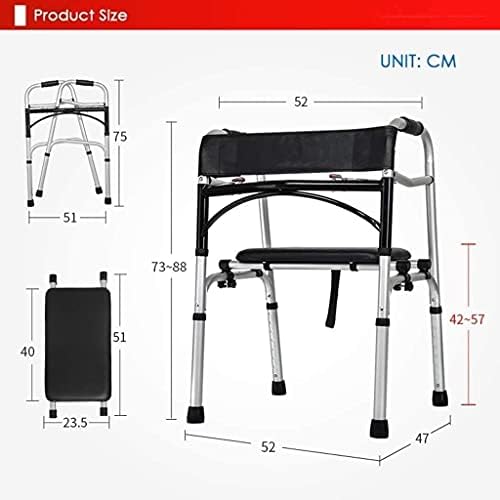 Walking Frame,Folding Walker Adjustable Front Wheeled Support with 2 Wheels Handbrake Seat for Elderly Disabled Yearn for