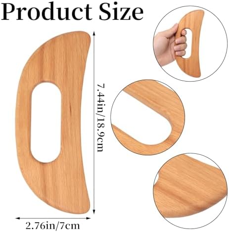 1 Pack Body Gua Sha Tool Moon Shaped Wooden Massager Gua Sha Board for Neck Back Leg Relieve Muscle Fatigue