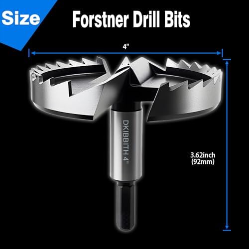 DKIBBITH 4 inch Forstner Drill Bits for Wood - Ideal for Fine Woodworking on Hardwoods, Plywood, Plastic.