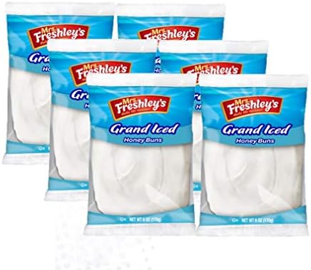 Mrs. Freshley's Grand White Iced Honey Buns, Individually Packaged, 6 oz., Pack of 12