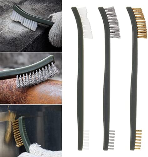 Mini Wire Brush Set, Paint and Dirt Remover, Cleaning Welding Slag and Rust, Handy Steel / Nylon / Brass Brush Suitable for Cleaning Paint / Dirt (3)
