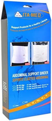ITA-MED Women's Breathable Elastic Abdominal Support Binder/Wrap, 12 Inch Wide, Made In USA, Post-Partum, C-section & Surgery Recovery, Abdominal Support W/ Body-Shaping Effect, I AB-412(W) W L