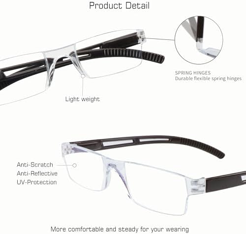 VisionGlobal 8 Pairs Reading Glasses, Blue Light Blocking Glasses, Computer Reading Glasses for Women and Men, Fashion Square Eyewear Frame (4color+4brown,+3.00 Magnification)