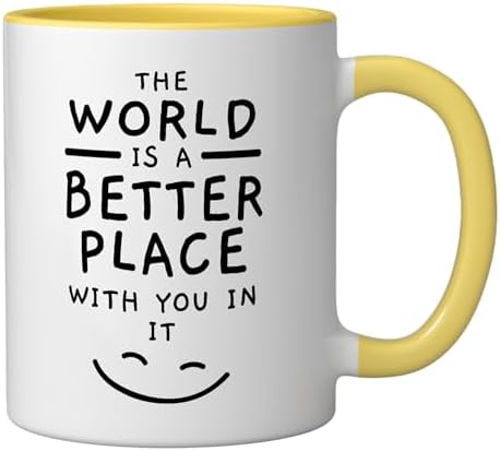 The World Is A Better Place With You In It Mental Health Ceramic Mug, Yellow/White