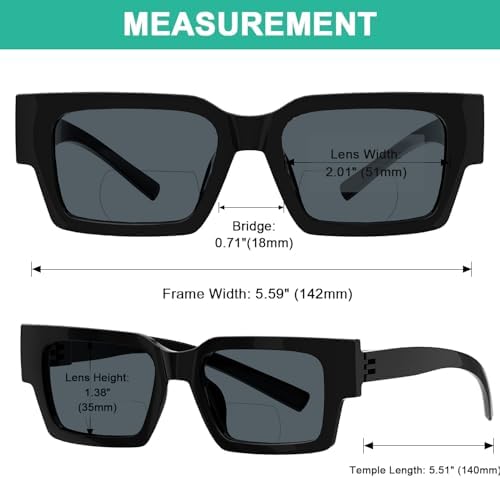 Eyekepper Bifocal Reading Sunglasses for Men and Women – Metalless, Screwless Spring Hinges, Sunshine Readers - Black +2.50