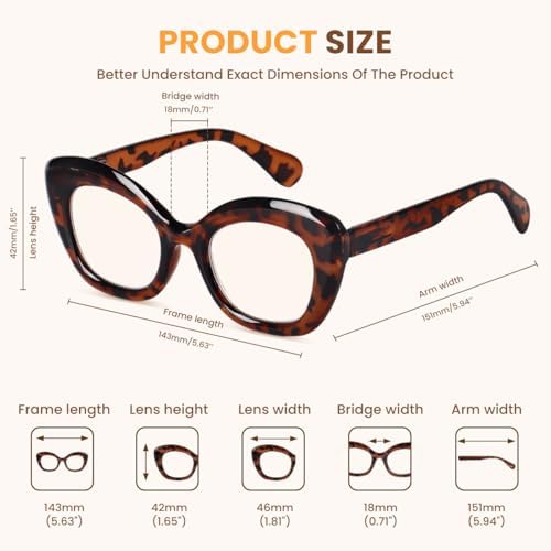 JiSoo Oversized Cat Eye Reading Glasses for Women Funky Cute Readers for Women, Designer Stylish Reading Glasses