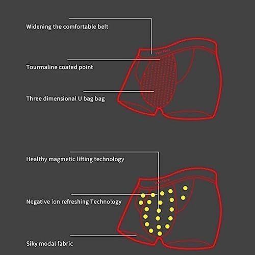 POCHY 6 Pack Magnetic Therapy Underwear for Men Cotton Boxer Briefs Enlargement Health Care Trunks Soft Inner Pants (Color : Gray, Size : 3X-Large)