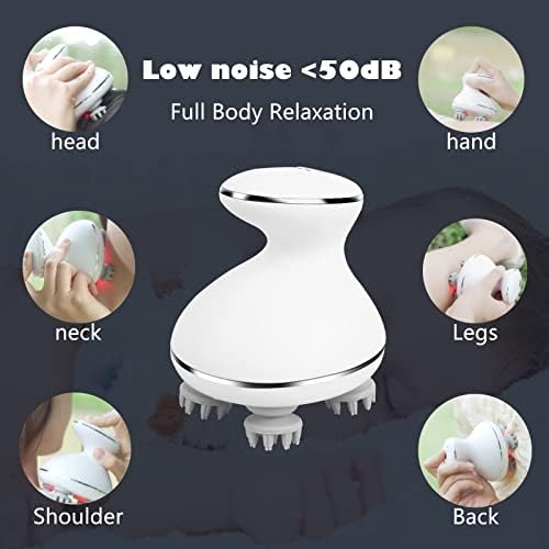 Electric Scalp Massager with red Light Therapy,Waterproof Head Massager with 108 nodes,4 Modes,Wireless Charging to Relieve deep Tissue Pressure