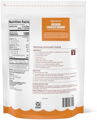 Amazon Grocery, Medium Cooked Shrimp, 12 Oz (Previously Amazon Fresh, Packaging May Vary)