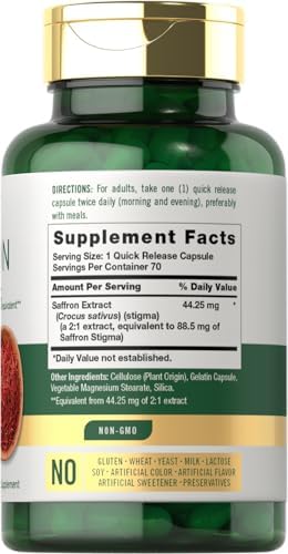 Carlyle Saffron Extract Supplement | 70 Capsules | Pills for Adults | Non-GMO & Gluten Free