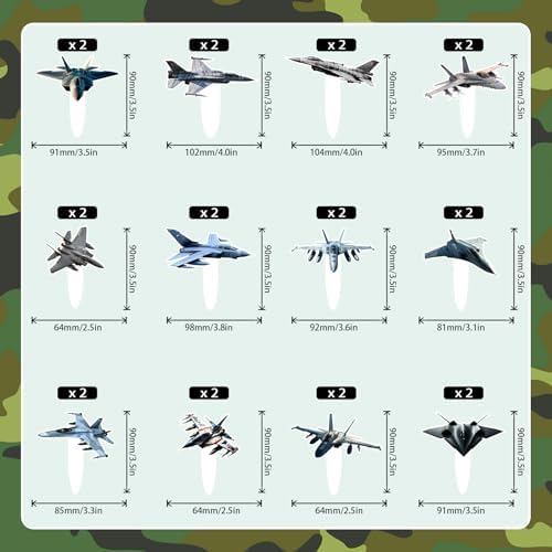 24 Pieces Air Force Cupcake Toppers Set Military Fighter Themed Happy Birthday - Kids Air Force Themed Party, Baby Shower, and Military Fan Birthday Party Decorations for Boys and Girls. LIANGSS