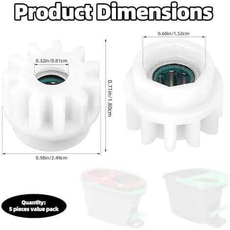 5pcs Spin Mop Bucket Gear Compatible with OCedar Easywring Bucket System, One Way Clutch Bearing Gear Sprockets Replacement Repair for Fixing Most Rotating Mop Buckets(White)