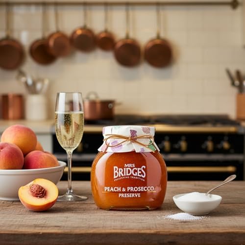 Mrs Bridges Peach & Prosecco Preserve, Made in Scotland, 12oz Jar (Pack of 3)