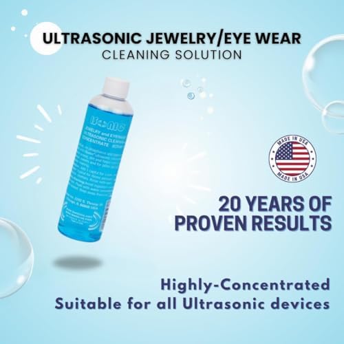 iSonic Ultrasonic Jewelry & Eyeglass Cleaner Solution Concentrate - Professional Cleaning Liquid for Ultrasonic Machine - Clean Gold, Silver, Diamond, Watch, Glasses, Eye Wear, 8-oz