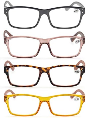 MODFANS Reading Glasses 4-Pack Wood Look Printed Arms Readers Classic with Spring Hinges for Men and Women +3.00