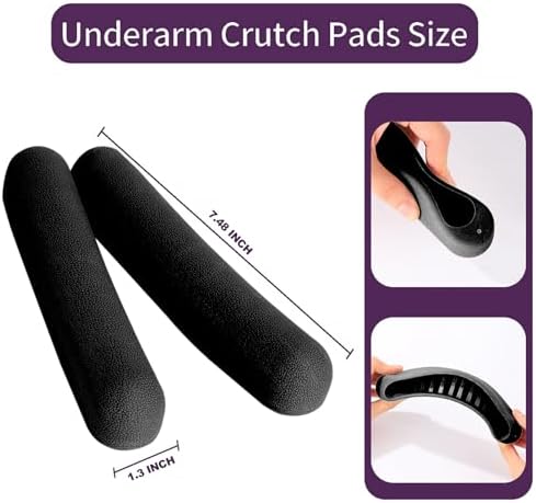 Replacement Crutch Pads, 2 Pack Crutch Padding, Underarm Crutch Pads, Replacment Cushion Tops Axillary Support Double Crutches Accessories Black