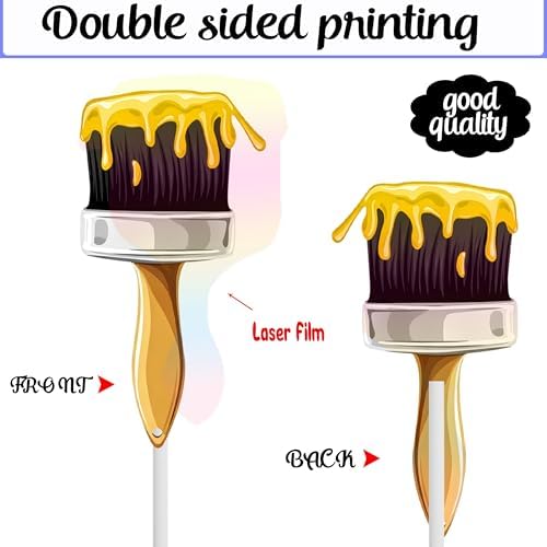 24pcs Art Paint Party Cupcake Toppers Paint Brush and Palette Theme Cupcake Toppers for Artist Birthday Party Decorations Art Painting Party Baby Shower Supplies