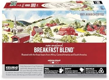 New England Coffee Single Serve Pods, Breakfast Blend Medium Roast 10 Count (Pack of 6)