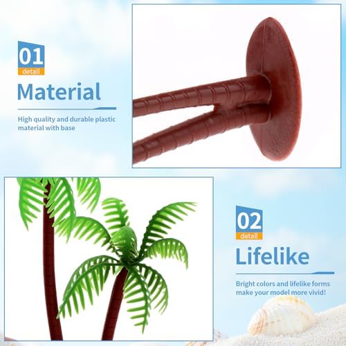 20 Pcs Model Palm Trees Miniature Coconut Plastic Scenery Tree Diorama Artificial Rainforest Landscape Mini Plant Train Railroad Building Decoration DIY Cake Topper