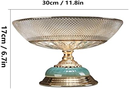 Fruit Plate Fruit Basket Veggie Tray Modern Glass Fruit Bowl Home Living Room Decoration Transparent Candy Plate Creative Ceramic Metal Base Fruit Dish Desktop Decor Cand