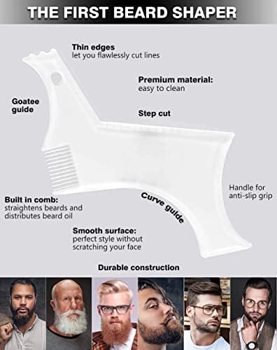 MIKEBE Beard Shaping & Styling Tool With Comb for Perfect line up & Edging For Men's Jaw Cheek/Neck Line, Symmetric/Curve/Step Cut Works with Any Beard Razor Electric Trimmers or Clippers