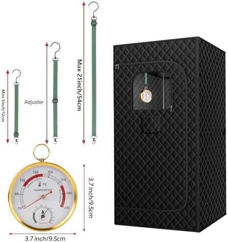 Andelov Sauna Thermometer and Hygrometer (Fahrenheit) with Lanyard Mount, Portable Temperature & Humidity Monitor for Steam Sauna Tent, Infrared/Outdoor/Indoor/Home Sauna Accessories