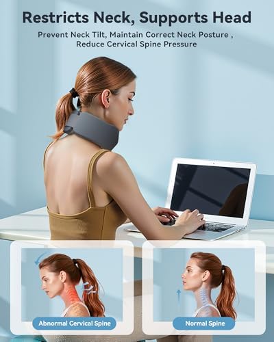 Neck Brace for Sleeping, For Relief Neck Pain and Provide Support Soft Cervical Collar, Neck Support Keep Vertebrae Stable & Aligned Relief of Cervical Spine Pressure Gray (Small Size)