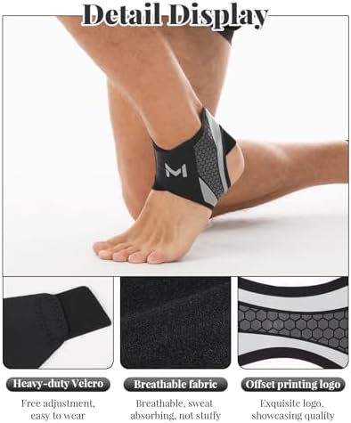 2-Pack Ankle Brace for Men & Women - Adjustable Lace up Ankles Sock, Basketball Ankle Stabilizer with Straps with Straps Breathable Compression Stabilizer for Sports, Running, Basketball & Daily Wear (Gray)