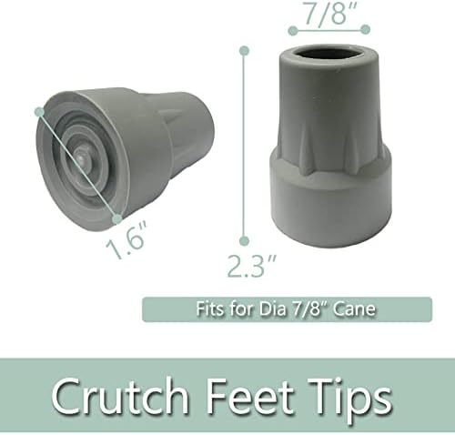 Crutch Accessory Replacement Kits, Includes Crutch Hand Grip, Underarm Crutch Pad and Feet Tips for Elderly Disabled, Gray, 6 Pcs