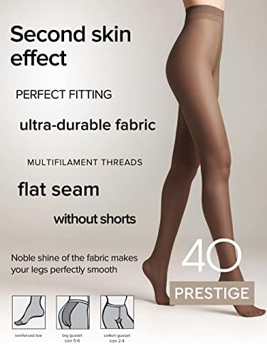 Conte Women's Nude Semi-Opaque Pantyhose Tights - Prestige 40 Den