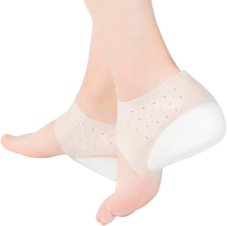 Exceart Height Increase Insoles, 2.2 Inch (5.5cm) Invisible Silicone Heel Lifts, Soft Medical Grade Heel Cups for Men and Women, Shock Absorbing Shoe Inserts for Plantar Fasciitis Relief
