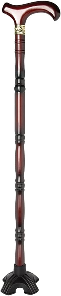 Walking Sticks for Men Women Seniors, Wooden Canes, Comfortable Grip, with Collar Tetrapod Walking Stick, Hand Carving Cane (Color : Dark Brown, Size : 80cm)