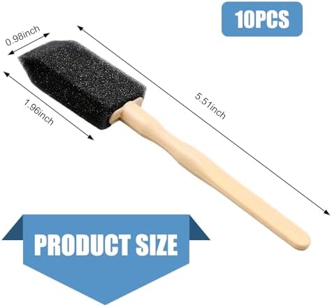 10 PCS Car Interior Detailing Brush, 1.96" Foam Paint Brushes for Car A/C Vent Clean, Soft Duster Detailing Brushes with Long Handle, Universal Interior Cleaning Tool for Cars (Black)