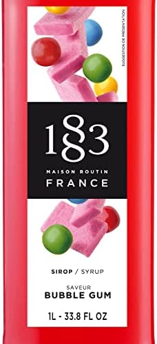 1883 Bubblegum Syrup for Drinks, Made in France, 1 Liter Glass Bottle