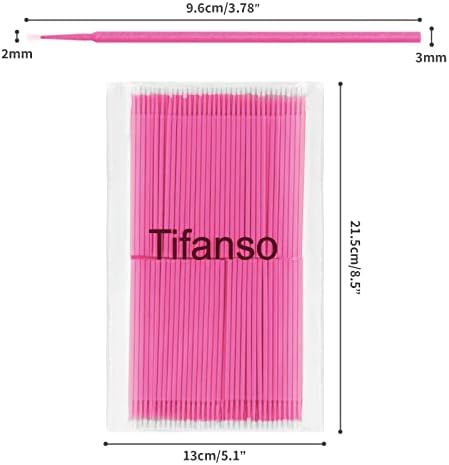 tifanso 400PCS Micro Cotton Swabs, Disposable Eyelash Microswabs for Eyelash Extensions, Lash Brush Applicators Pink(Head Diameter: 2.0mm)