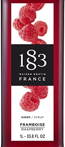 1883 Raspberry Syrup for Drinks, Made in France, 1 Liter Plastic Bottle