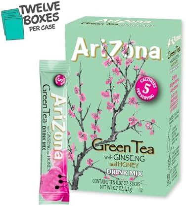 AriZona Green Tea with Ginseng and Honey - On-the-Go Powdered Drink Mix, 0.07oz 120 Count - 10ct Boxes (Pack of 12)