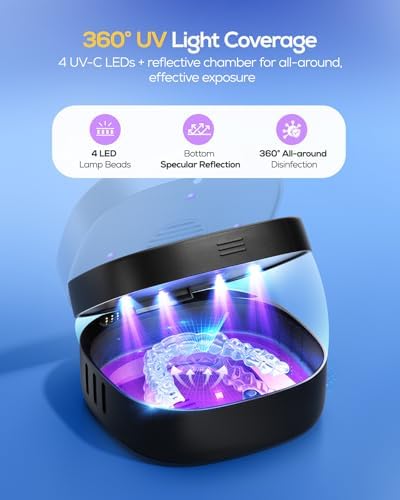 Nulaxy UVC Retainer Case with Fan, Magnetic Closure Aligner Case Includes Vent Holes and Mirror, Portable Retainer Box with Removal Tool and Brush Compatible with Invisalign Retainer Slim Aligner