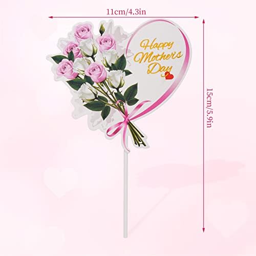 12 Pieces Happy Mother's Day Cake Toppers Flower Cupcake Topper for Mother's Day Birthday Cake Decoration Party Supplies (Style 2)