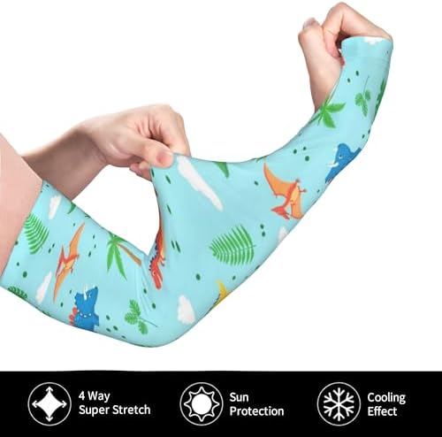 Sun Protection Ice Silk Arm Covers, Thumb Hole Cooling UV Block for Men Women Sports Daily