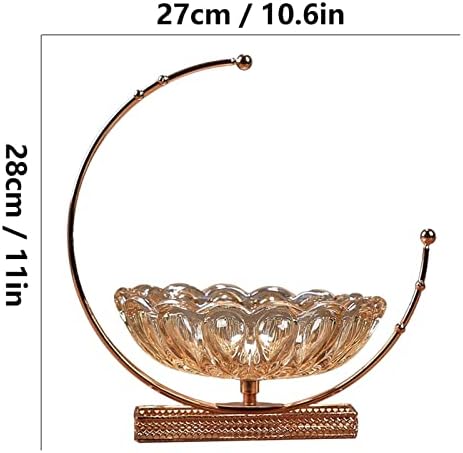 Fruit Bowls Crystal Glass Fruit Plate Modern Creative Handmade Candy Plate Home Living Room Decor Transparent Fruit Bowl Metal Base Fruit Dish Fruit Basket
