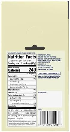 Blue Diamond Almonds, Whole Natural Flavored Snack Nuts, Single Serve Bags (1.5 Oz. Tubes, Pack of 12)