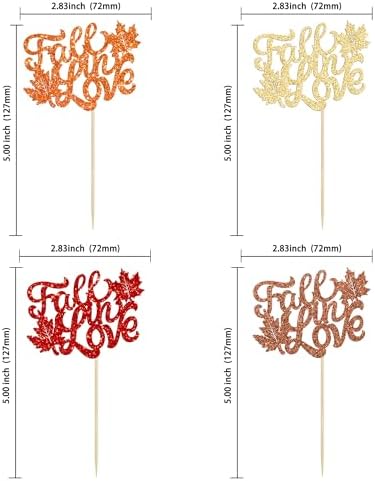 Gyufise 24Pcs Fall in Love Cupcake Toppers Multi Glitter Fall Bridal Shower Cupcake Picks Wedding Cupcake Toppers Engagement Anniversary Birthday Party Cake Decorations Supplies