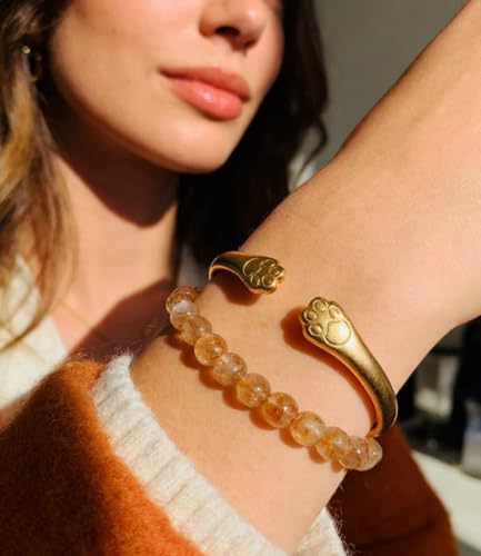 Lucky Cat Paw Gold Bangles for Women, Simple Small Wrist Bracelets Gold Plated Bangles Minimalist Jewelry Gift for Women Cat Lover Money Attraction Good Luck Golden Adjustable Open Twist Bangle