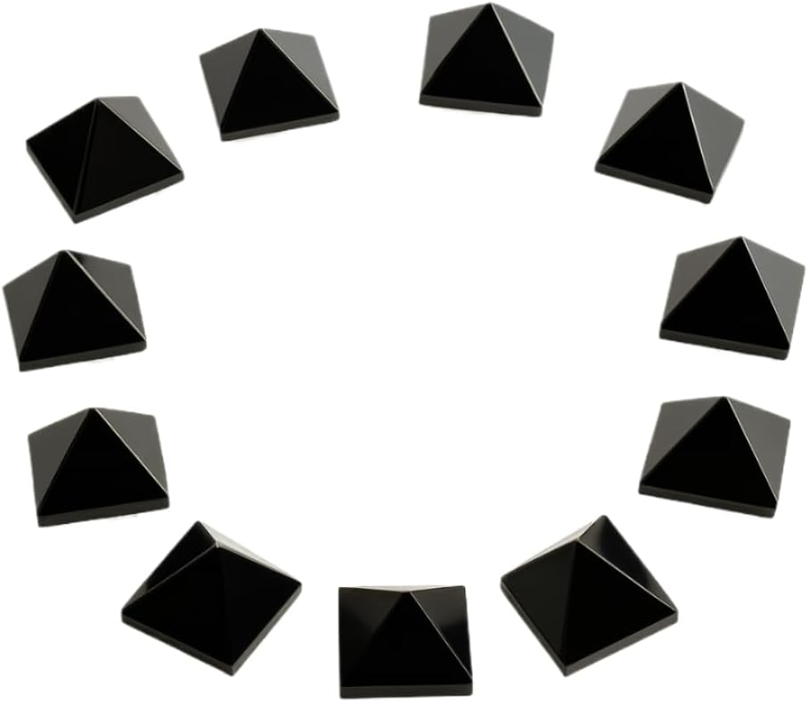 WholesaleGemShop Beautiful Lot of 10 Pieces Black Obsidian Gemstone Pyramids Crystal Reiki Vaastu Healing