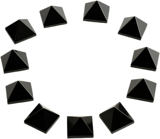 WholesaleGemShop Beautiful Lot of 10 Pieces Black Obsidian Gemstone Pyramids Crystal Reiki Vaastu Healing