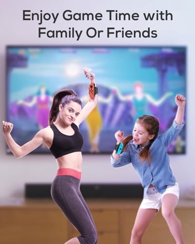 [4 PACK] Wristband for Just-Dance 2026 2025 2024 2023 Nintendo Switch/ for Zumba Burn It Up, Band for Joy-Con Grip, Adjustable Wrist Strap for Adult Teens and Kids, Skin-Kindly (Black Black/ Red Blue)